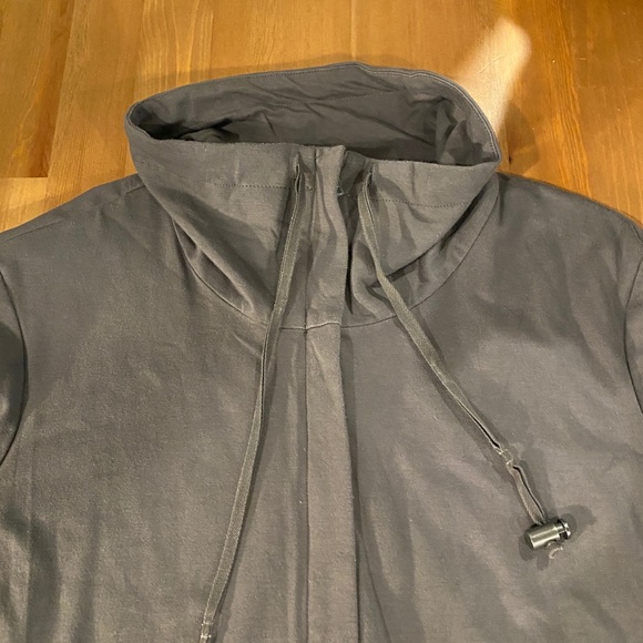 Eileen fisher women sustainable organic cotton funnel neck jacket sz L gray - Picture 7 of 9